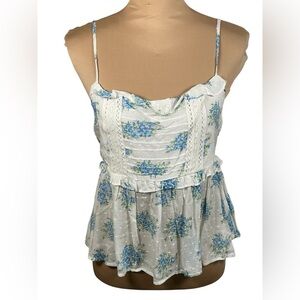 Promesa White and Blue Bustier Peplum Camisole NWT Medium